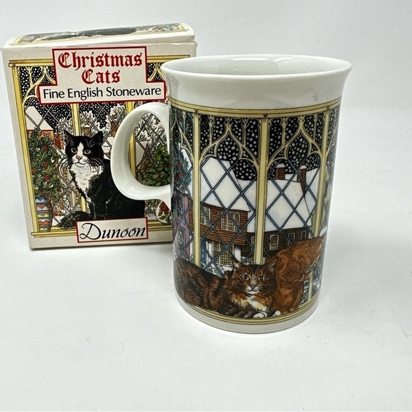 Christmas Cats Sue Scullard Tea Mug cup Dunoon Vintage Fine Stoneware England - Picture 2 of 6